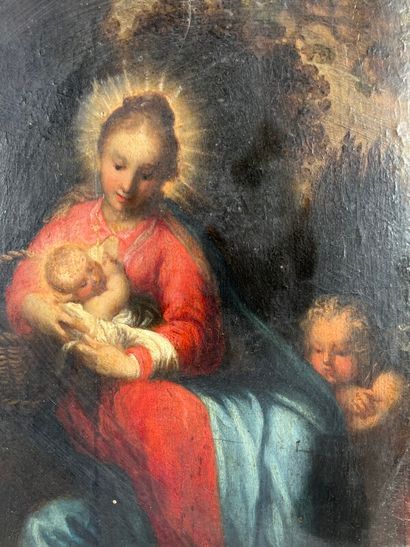 null Ecole FLAMANDE vers 1600, entourage de Dionys CALVAERT 

"Vierge à l'enfant...