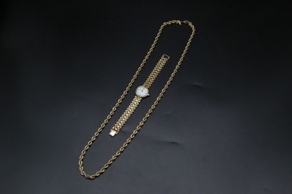 null YEMA, lady's watch in gilded metal. We joined a necklace rope metal gilded