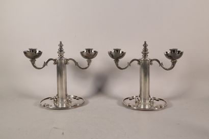 null Jean DESPRES (1889-1980)

Paire de candélabres à deux bras de lumière en métal...