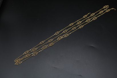 null Sautoir en or jaune 750 millièmes, maille filigranée 43.43 g / L. 150 cm