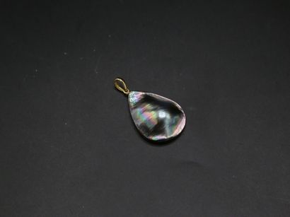 null Pendentif perle mabé gris et or - Poids brut : 7.95 g