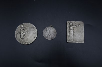 null Three silver bronze medals, one mounted as a pendant