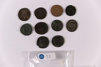 null Set of 10 small bronzes of the 4th century, Constantine I and II, Constance...