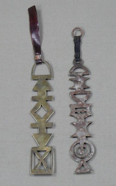null Two keys of veil "Asru N Swul" out of iron, copper and brass cut, incised of...