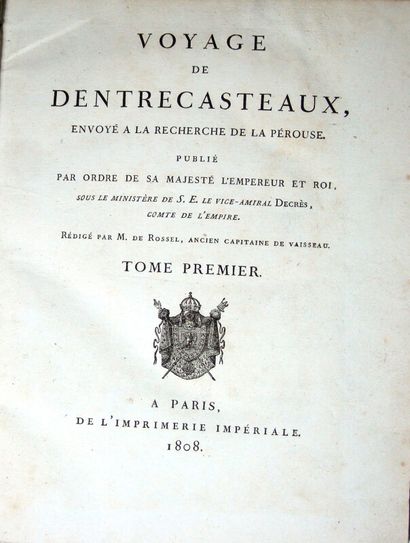 null 44. ENTRECASTEAUX (Joseph-Antoine de Bruni, chevalier d'). Voyage de Dentrecasteaux,...