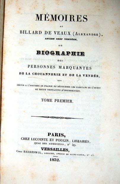 null 16. BILLARD DE VEAUX (Robert Julien, known as Alexandre). Le Bréviaire vendéen...