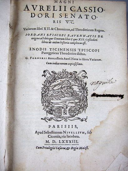 null 22. CASSIODORE. Magni Aurelii Cassiodori Senatoris,... Variarum liber XII et...