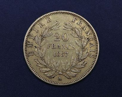 null Pièce de 20 francs or Napoléon III tête nue 1857, 6.42 g