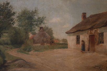 null PROSPER DE WIT (1862-1951)

Landscape with an animated thatched cottage 

Oil...