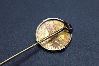 null Tie pin in yellow gold 750 thousandths decorated with a 5 francs gold coin -...