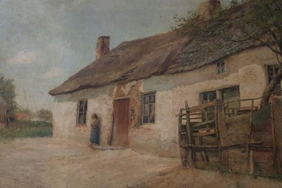 null PROSPER DE WIT (1862-1951)

Landscape with an animated thatched cottage 

Oil...