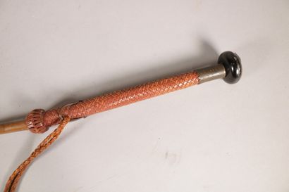 null Antique Makila made of scarified medlar tree, braided leather and horn handle

Length:...