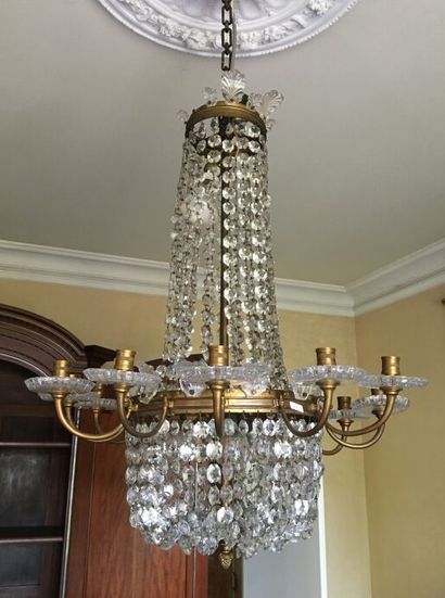 null Balloon type chandelier with twelve arms of light in crystal and bronze

Height...