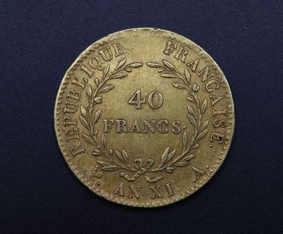 null Pièce de 40 francs or Bonaparte Premier Consul An XI A - 12.91 g
