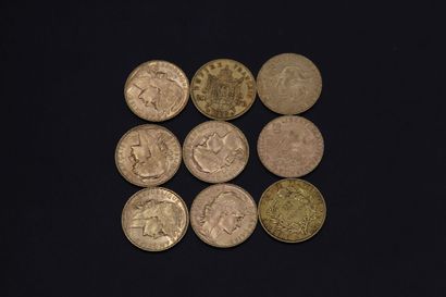 null Nine coins of 20 francs - 58.11 g