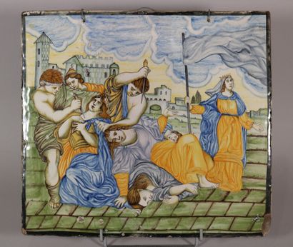 null ITALY - Castelli

Large rectangular plate representing the martyrdom of Saint...