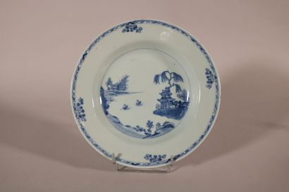 null COMPAGNIE DES INDES AND CHINA 

A soup plate and a flat plate decorated with...