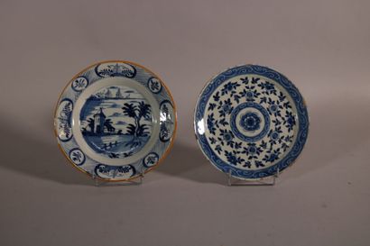null DELFT

Plate decorated with blue monochrome in the center of a factory in a...