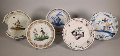 null NEVERS

Five plates with polychrome decoration of a Chinese, a gardener, two...