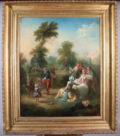 null French school XIXth century 

The entertainment 

Oil on canvas signed lower...