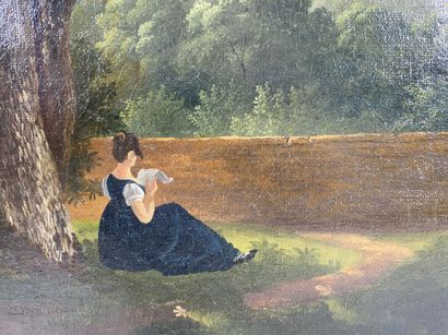 null LEBRUN (XIXth) 

Young girl under a tree 

Oil on canvas marked LEBRUN and dated...