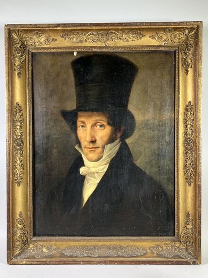 null Gustave DE GALARD (1779-1841)

Portrait of a man with a top hat

oil on canvas...