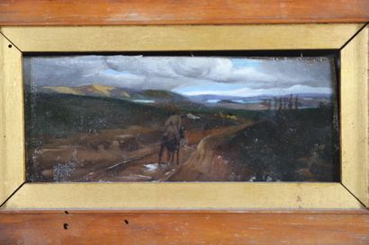 null 19th CENTURY SCHOOL

Rider on the road

Oil on panel

7,5 x 17,5 cm

(Resto...
