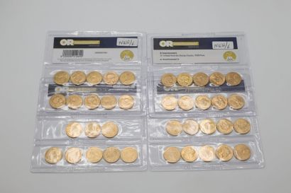 null 38 pieces of 20 francs gold Coq de Chaplain - under seal