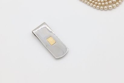 null RSF, money clip silver plated metal with gold ingot 585 thousandths bearing...