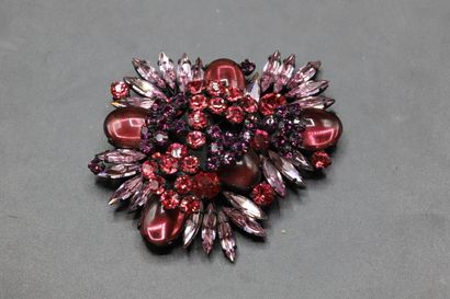 null SONIA RYKIEL, a brooch decorated with pink and purple stones and a pin in the...