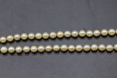 null Necklace of pearls (6.4 to 6.9 mm), clasp buoy in yellow gold 750 thousandths....