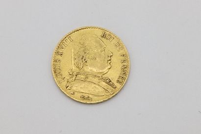 null Coin of 20 Francs in yellow gold Louis XVIII 1814 - 6,44 g