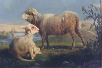 null Rosa BONHEUR (1822-1899) 
Étude de moutons, 1840
Deux figures, l'une de trois...