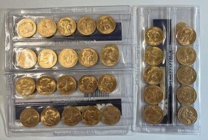 null 30 pieces of 20 francs gold Coq de Chaplain - under seal