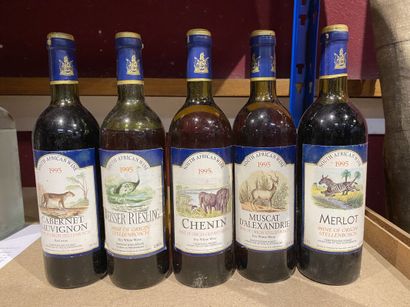 null 5 bottles of wine from South Africa: 
1 blle Chenin, 1995, white, BN
1 blle...