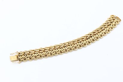 null Bracelet articulé en or jaune 750 millièmes maille stylisée d'entrelacs unis...