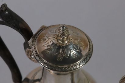 null Selfish silver jug of baluster form with frieze of string and pearls, the lid...