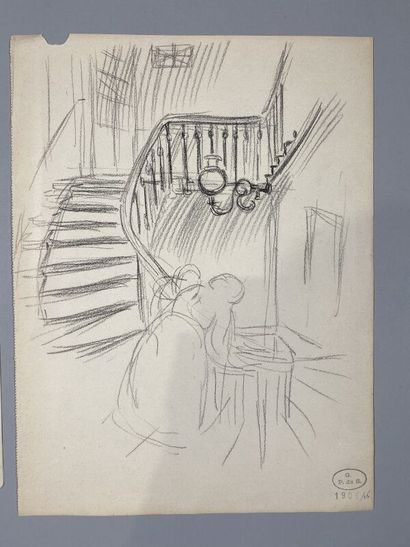 null Georges PREVERAUD DE SONNEVILLE (1889-1978)
Intérieur et L'escalier 
Deux dessins...