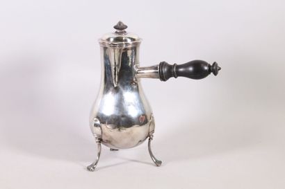 null Large silver coffee pot of baluster form, plain body engraved with coat of arms...