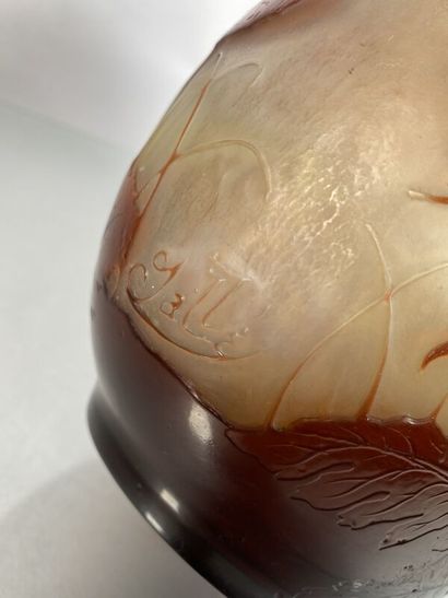 null Établissements GALLÉ (1904-1936) 
Vase gourde à col en forme navette en verre...