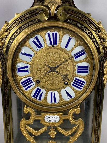 null Cartel in Boulle style marquetry and gilded bronze trim, the dial with a chiseled...