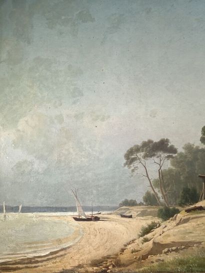 null Pierre Justin Léopold CHIBOURG (1823-?)
Maison en bord du Bassin d'Arcachon
Huile...