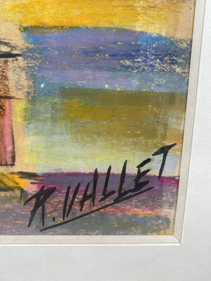 null Robert VALLET (1907-1993)
The port 
Mixed media (oil, ink and pastel) on cardboard,...