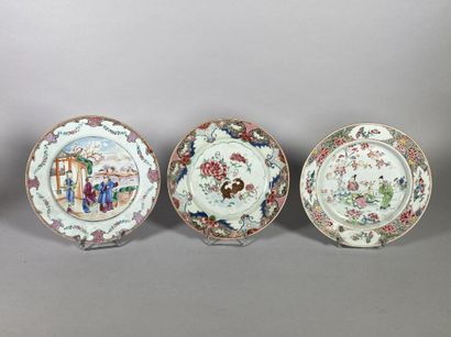 CHINA 
Three porcelain plates decorated with...