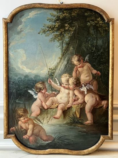 null French school around 1800, after François BOUCHER (1703-1770)
Putti fishing...
