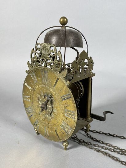 null Lantern clock called "Capucine" in iron, bronze and chased brass, double dial...