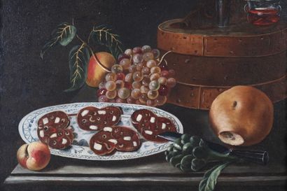 null Spanish School 
Sausage, artichoke and grapes
Canvas
49 x 65 cm

Expert : René...