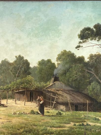 null Pierre Justin Léopold CHIBOURG (1823-?)
Maison en bord du Bassin d'Arcachon
Huile...