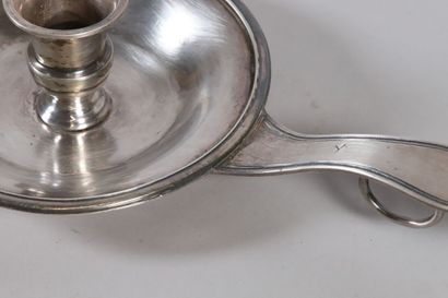 null Silver hand candlestick, the thumb rest engraved with the coat of arms of Marie-Joseph-...