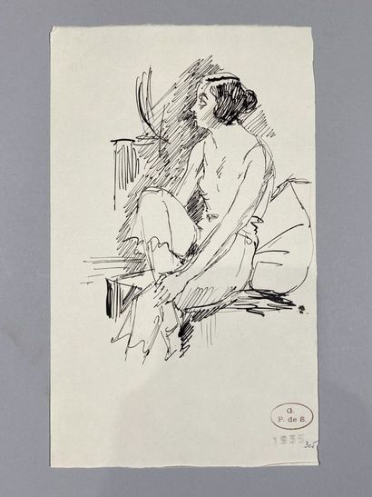 null Georges PREVERAUD DE SONNEVILLE (1889-1978)
Seated woman in a cross-legged position...